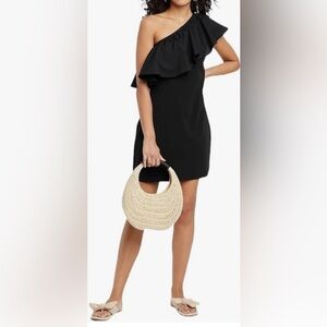 A New Day Women's One Shoulder Ruffle Sleeveless Mini Dress- Black/ Size Small
